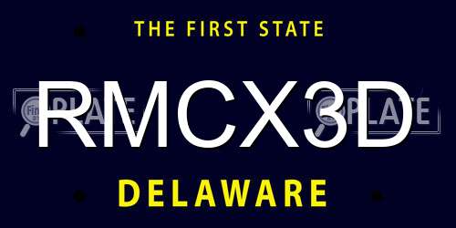 RMCX3D Delaware License Plate