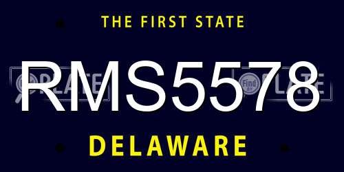RMS5578 Delaware License Plate