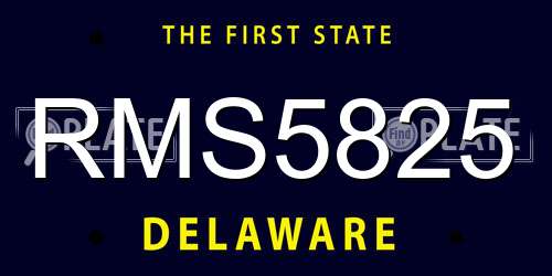 RMS5825 Delaware License Plate