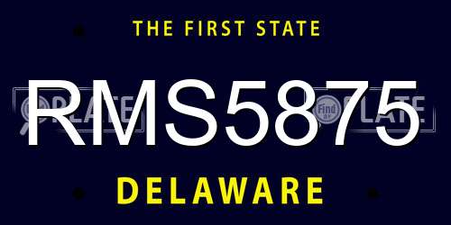 RMS5875 Delaware License Plate