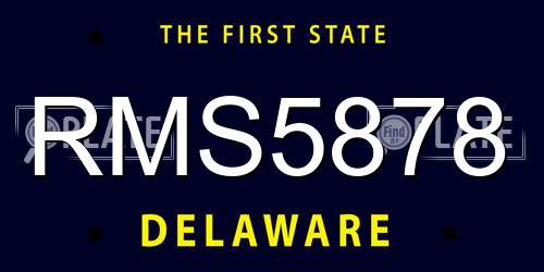 RMS5878 Delaware License Plate