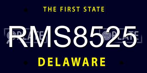 RMS8525 Delaware License Plate