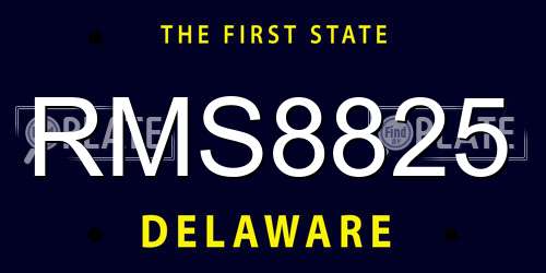 RMS8825 Delaware License Plate