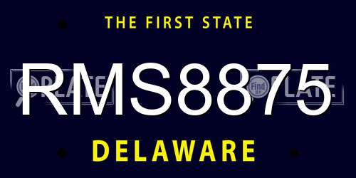 RMS8875 Delaware License Plate