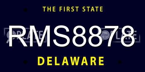 RMS8878 Delaware License Plate