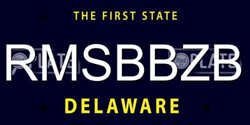 RMSBBZB Delaware License Plate