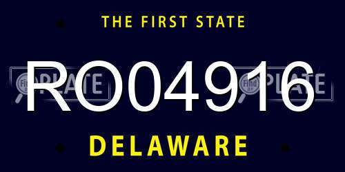 RO04916 Delaware License Plate