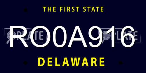 RO0A916 Delaware License Plate