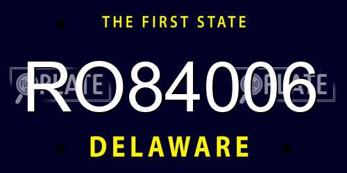 RO84006 Delaware License Plate
