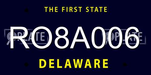 RO8A006 Delaware License Plate