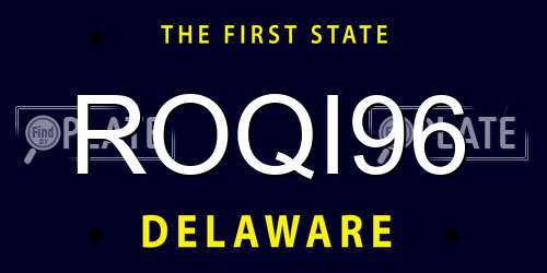 ROQI96 Delaware License Plate