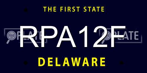 RPA12F Delaware License Plate