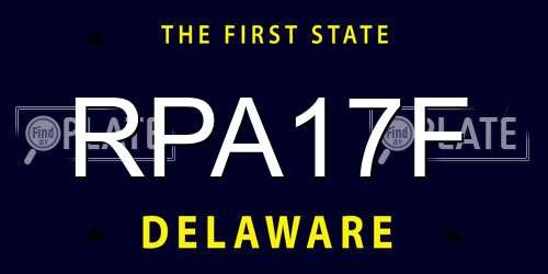 RPA17F Delaware License Plate