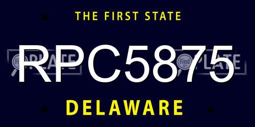RPC5875 Delaware License Plate