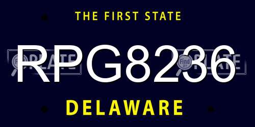 RPG8236 Delaware License Plate