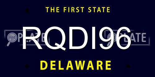 RQDI96 Delaware License Plate