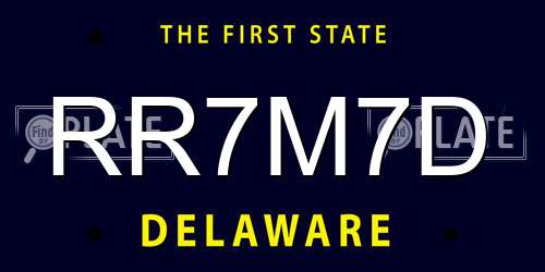 RR7M7D Delaware License Plate