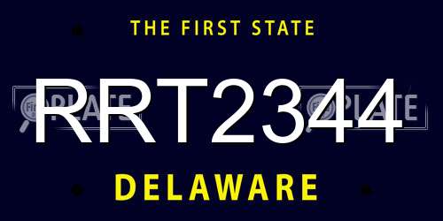 RRT2344 Delaware License Plate