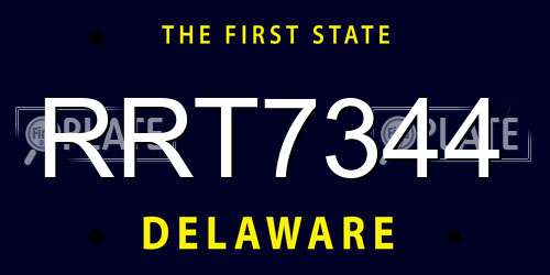 RRT7344 Delaware License Plate
