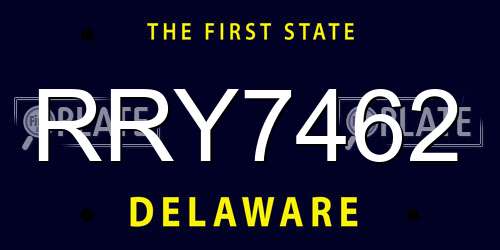 RRY7462 Delaware License Plate