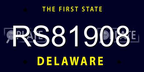 RS81908 Delaware License Plate