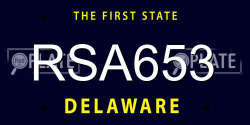 RSA653 Delaware License Plate