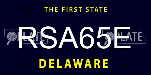 RSA65E Delaware License Plate