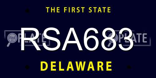 RSA683 Delaware License Plate