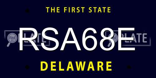 RSA68E Delaware License Plate