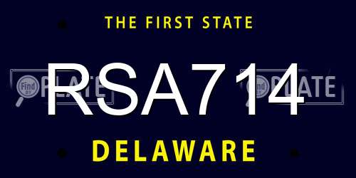 RSA714 Delaware License Plate