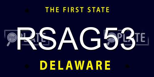 RSAG53 Delaware License Plate