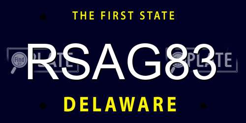 RSAG83 Delaware License Plate