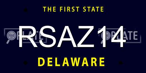 RSAZ14 Delaware License Plate
