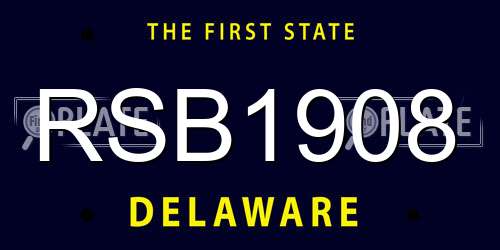 RSB1908 Delaware License Plate