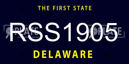 RSS1905 Delaware License Plate
