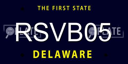 RSVB05 Delaware License Plate
