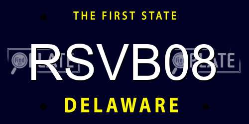 RSVB08 Delaware License Plate