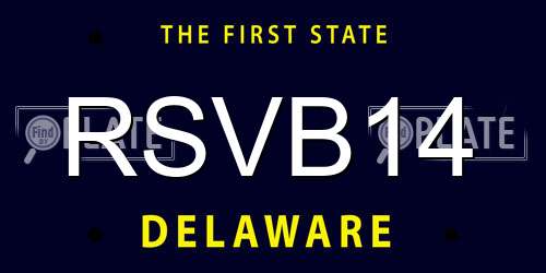 RSVB14 Delaware License Plate