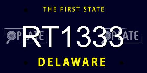 RT1333 Delaware License Plate