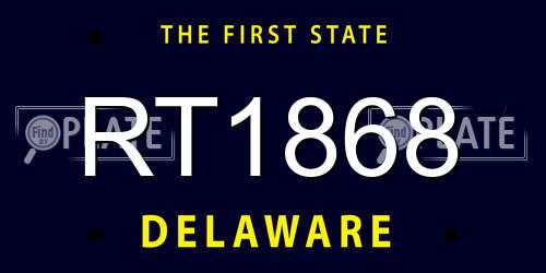 RT1868 Delaware License Plate