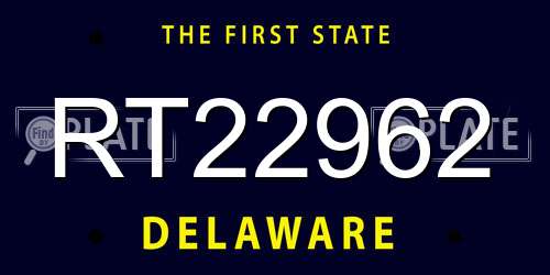 RT22962 Delaware License Plate