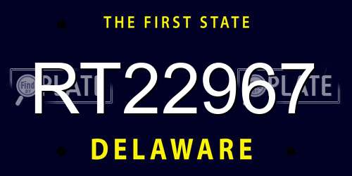 RT22967 Delaware License Plate