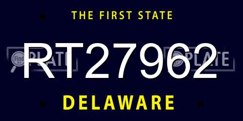 RT27962 Delaware License Plate