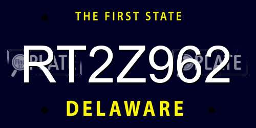 RT2Z962 Delaware License Plate