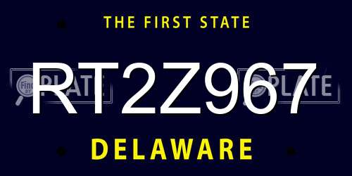 RT2Z967 Delaware License Plate
