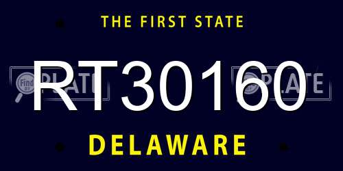 RT30160 Delaware License Plate
