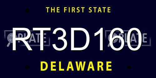 RT3D160 Delaware License Plate