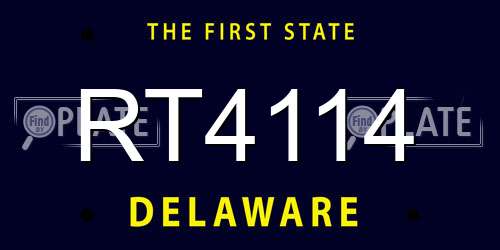 RT4114 Delaware License Plate
