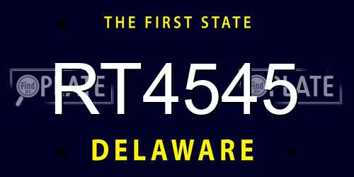 RT4545 Delaware License Plate