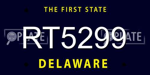RT5299 Delaware License Plate